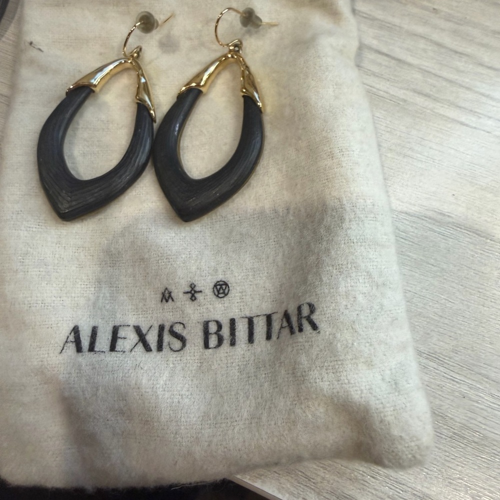 Alexis Bittar Black and Gold Teardrop Earrings